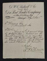 1888 Antique D W Bidwell Pittsburgh Pa Ad Letter Letterhead Du Pont Powder Co - £54.14 GBP
