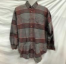 The Arrow Company Red Green Tan Plaid Long Sleeve Men Shirt XL - $285.10 MXN