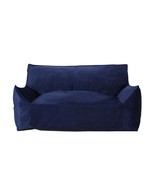 Fila Velveteen Oversized 2-Seater Navy Blue Bean Bag Chair with Armrests - €162,76 EUR