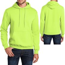 Mens Pullover Neon Yellow Hoodie Adult Sizes S-4XL Hooded Sweatshirt Hoody New - £32.19 GBP+