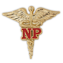 Np Nurse Practitioner Gold Caduceus Red Medical Badge Pin - £19.92 GBP