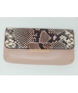 G.I.L.I. Women&#39;s Leather Clutch Wallet Flap Entry Snap Closure Blush Snake - $37.75 CAD