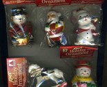 5 NOS 7-11 Christmas Ornaments Santa Bear Snowman White Mouse Rocking Horse - $34.61