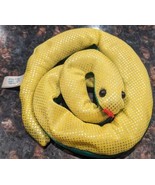 Vintage Geckoz Brand Sand-Filled Small Coiled Green &amp; Yellow Snake Plush - £15.67 GBP