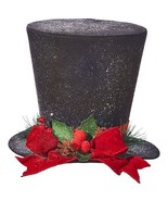 Raz Imports tree topper black hat Charles Dickens 4106126 9” tall  red bow - $479.69 MXN