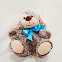 Puppy Dog Sitting up  Dan Dee Plush Stuffed Animal 10&quot; Brown Tan Blue Bo... - £15.81 GBP