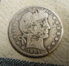 1905-P Barber Half Dollar 90% Silver WELL WORN - $14.55