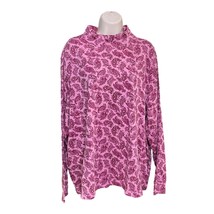 Lands End Womens Paisley Pink Turtle Neck Blouse Plus Size 3X Long Sleeve c - £17.26 GBP