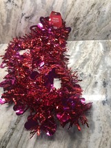 Red/Pink Metallic Tinsel Garland With 1&quot; Hearts  Garland 7 Ft.Lx2In.W. - $10.84