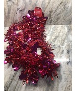 Red/Pink Metallic Tinsel Garland With 1&quot; Hearts  Garland 7 Ft.Lx2In.W. - $14.82 CAD