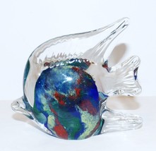 BEAUTIFUL MURANO STYLE ART GLASS MULTI-COLOR FISH 3 1/2&quot;  SCULPTURE/PAPE... - £20.07 GBP