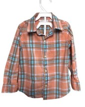 Janie And Jack Toddler Boy Button Up Shirt Orange Plaid Size 3 Cotton 100% - $12.19 CAD