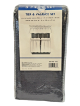 Mainstays 3 Piece Rod Pocket Set  Valance &amp; Tiers 56"Wide Solid Slub Gray - $16.83
