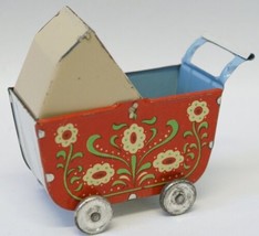 Tin Lithographed Baby Carriage Buggy, with moveable top - £43.96 GBP
