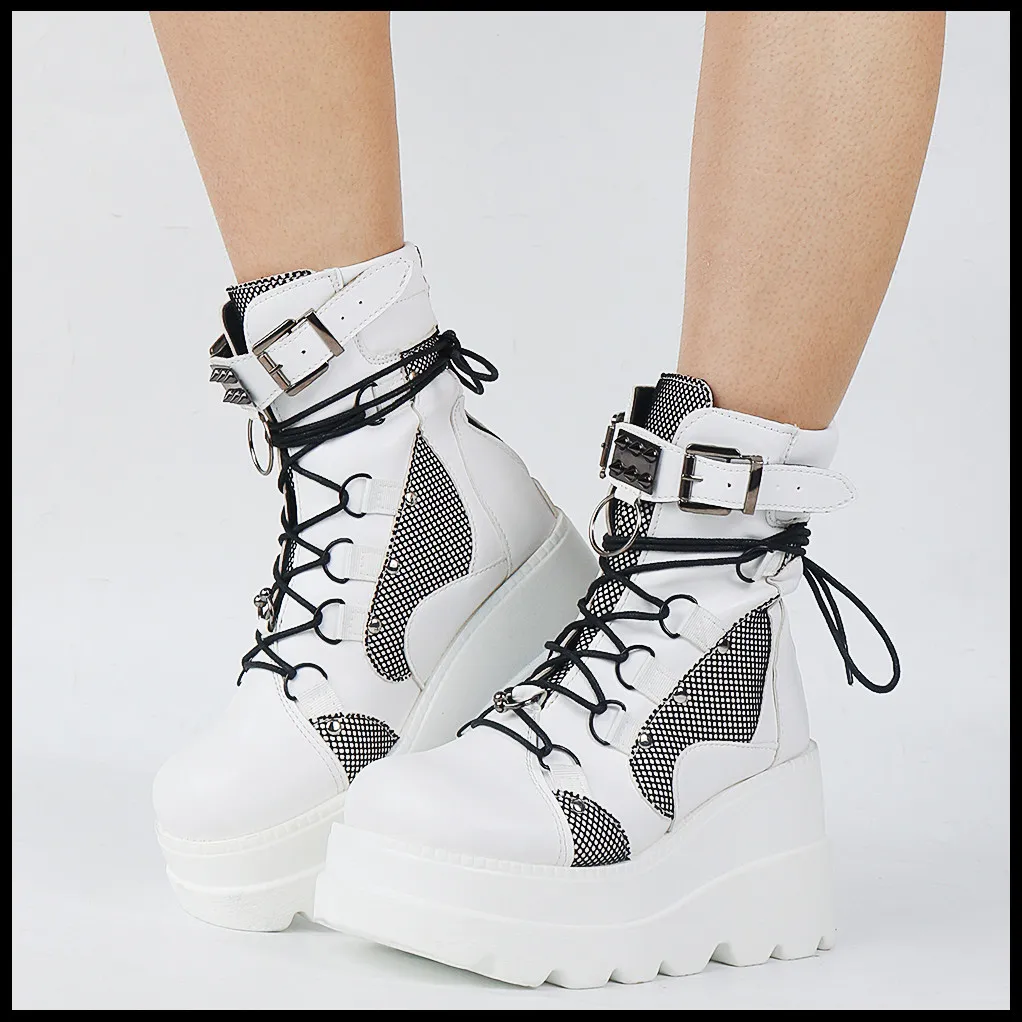 KarinLuna  Design Style Black Front Zipper Ankle Platform Boots Street Cool Comf - £204.95 GBP