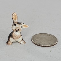 Hagen Renaker Listening Baby Bunny Rabbit Miniature Figurine Brown White *FLAW* - £23.69 GBP
