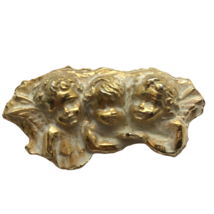 Vintage LaRage Cherub Brooch Pin Angels Gold tone Victorian Revival - £13.94 GBP