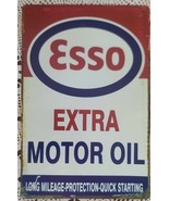 ESSO ~ EXTRA MOTOR OIL Metal Sign ~ Distressed Appearance ~ Portrait 8&quot; ... - $42.10 CAD