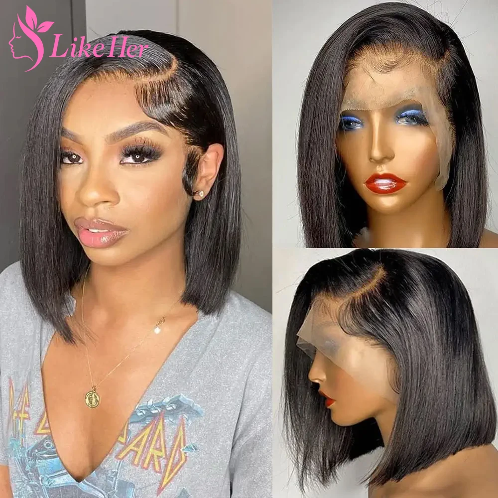 Straight Bob Wig Human Hair Lace Frontal Wig For Women Transparent Human Ha - £53.18 GBP+