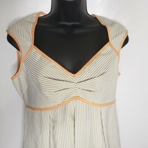 London Times Women&#39;s Dress 8 Brown Orange Stripes Sleeveless Seersucker - £12.37 GBP