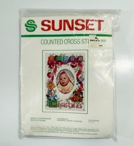 Sunset BABY&#39;S CHRISTMAS PHOTO FRAME Counted Cross Stitch Kit #909 - £3.81 GBP