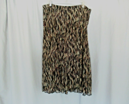 Coldwater Creek skirt  midi pull-on 1X  brown beige print lined semi sheer - $17.59