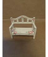 First Glance 1999 Dollhouse Furniture Bench Flower Wood White Pink - $16.95