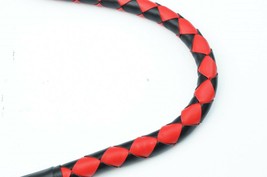 PU Leather Motorcycle Whip Get Back whip with Skull Tassles 36&quot; RED / BLACK - £23.59 GBP