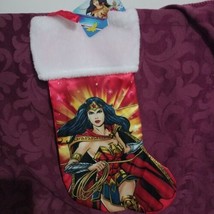 New DC Comics Wonder Woman Red Satin plush Christmas Stocking 18&quot; NWT - £8.69 GBP