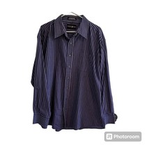 Beverly Hills Polo Club Mens 3X Purple Striped Long Sleeve Button Up Shirt - $17.99