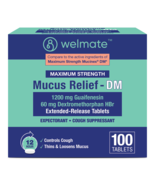 WELMATE Maximum Strength Mucus Relief DM - 1200mg Guaifenesin &amp; 60mg DXM... - £47.15 GBP