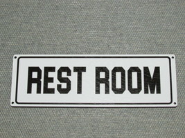 White and Black Vintage Style Wood Restroom Door Sign - $20.00