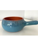 De Silva Handled Bowl Blue Orange Terracotta Glazed Made in Italy Soup - $177.53 MXN