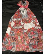 Fashion Nova Halter Maxi Dress Size L Boho Floral Snakeskin Sheer NWT Lined - $32.95