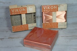 Lot Vtg Vikon Wall Tiles Mid Century MCM Copper Glaze Brushed Sculpted D... - $123.87