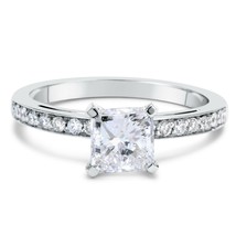 2.0CT Princess Cut Simulated Moissanite Engagement Ring 14K White Gold Plated - £89.91 GBP