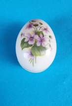 Limoges Porcelain Floral Decorated Egg Trinket Ring Jewelry Box Chamart France - £14.79 GBP