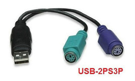 Usb To Dual Ps/2 Keyboard/Mouse Active Adapter Usb-2Ps3 - £13.38 GBP