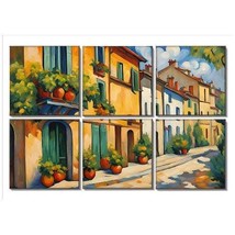 Town Street Scene Tile Mosaic Set of 6 – Ceramic Backsplash Wall Art, Ci... - $1,943.11 MXN