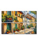 Town Street Scene Tile Mosaic Set of 6 – Ceramic Backsplash Wall Art, Ci... - $1,943.11 MXN