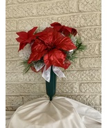 Winter Cemetery Vase, poinsettias , Winter Grave Decoration - $30.00