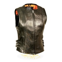 Milwaukee Leather Women&#39;s Zipper Front Triple Buckle Vest ML1911N - $119.00