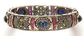 Victorian 4.52ct Rose Cut Diamond Gemstones Cuff Bracelet Vintage - £947.63 GBP