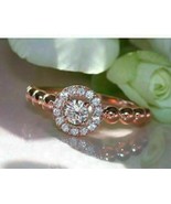 1Ct Round Cut Simulated Diamond Halo Engagement Ring 14K Rose Gold Plated - £109.85 GBP