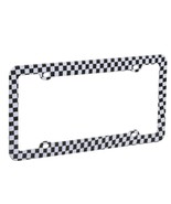 Checkered License Plate Frame w/ Silver Accent – Racing Style Plastic - $9.99