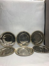 Vintage two tone metal plate chargers set 6 piece unbreakable goldtone beading - £37.97 GBP