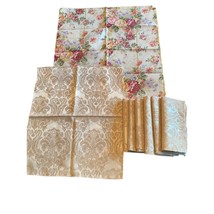 Lot of 8 Cloth Napkins 7 Taupe Damask 14x16 1 Rose 18x18 - $19.77