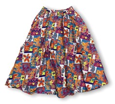 Vintage Cotton Colorful Abstract Skirt Boho Medium Made In USA - £19.75 GBP