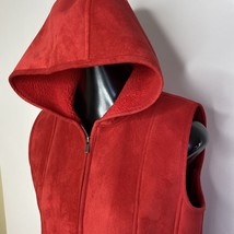 Ralph Lauren Black Label Red Hooded Vest Small Vegan Faux Sherpa Luxe Full Zip S - £14.20 GBP