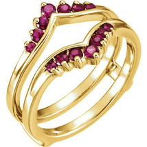 Round Shape Ruby Enhancer Wrap Engagement Band Ring 14K Yellow Gold Finish - £99.40 GBP